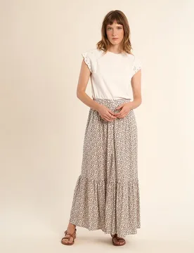 Falda larga con pliegues y estampado - Molly Bracken - FashionsVida