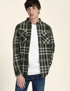 Mens Check Jersey Casual Overshirt - - Size: M - Larsson & Co - FashionsVida
