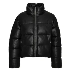 Serif Crop PU Puffer Jacket Black S Damen