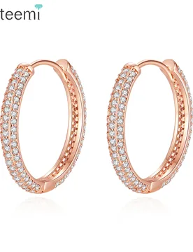 LUOTEEMI New In Big Round Cubic Zirconia Hoop Earrings Gold Color Fashion Stylish Girl Accessories Party Daily Wearable Jewelry - Aliexpress - FashionsVida