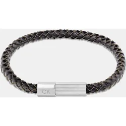 Pulsera de hombre Industrial Facets de piel y acero