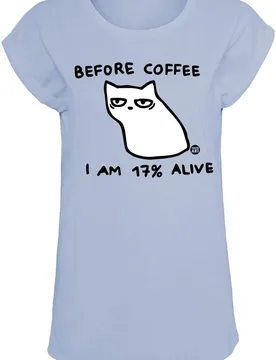 T-Shirt - Before coffee I'm 17% alive - M bis XXL - für Damen - Größe L - blau - Frauen - female - Todd Goldman - FashionsVida