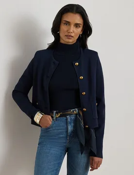 Chaqueta de mujer recortada con botones en contraste - Lauren Ralph Lauren - FashionsVida