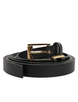 Mens Black Double Strap Leather Gold Buckle Belt - Size 105 Cm - Dolce & Gabbana - FashionsVida