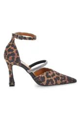 Décolleté animalier con cinturini e tacco a rocchetto 7092 38