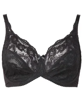 Women's Stretch Lace Non-Padded Underwired Bra in Black Size: 38C - Black - Size: 38C - Yours - FashionsVida