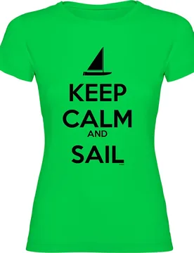 Keep Calm And Sail Short Sleeve T-shirt Light Green M Women - Kruskis - FashionsVida