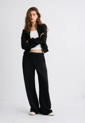 B09 Cropped-Sweatshirt mit Stehkragen und Reißverschluss Schwarz M