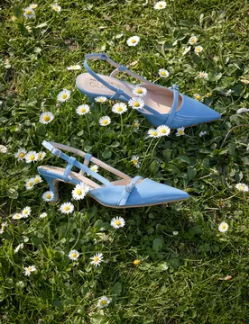 Scarpe slingback azzurre a punta con cinturini 3790 37 - PITTARELLO GLAM - FashionsVida