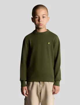 Kids Cotton Crew Neck Jumper Deep Depths - Lyle & Scott - FashionsVida