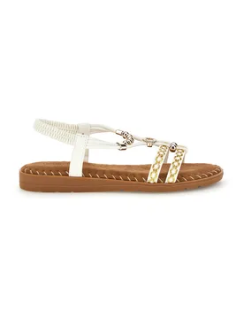 Sandali bianchi con fascette intrecciate e dettagli metallici 22136 36 - QUANNA MELL - FashionsVida