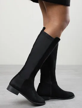 Women's 'Jirelle' Round Toe Knee High Boots with Side Zip Closure in True Black Size: 6 - True Black - Size: 6 - Where's That From - FashionsVida