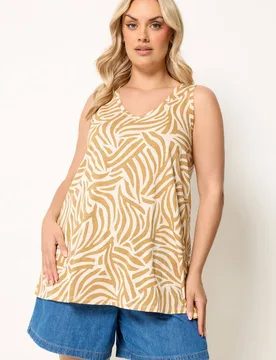 Women's Zebra Vest Top in Gold Size: 38-40 - Gold - Size: 38-40 - Yours - FashionsVida