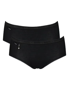 Womens Basic+ Midi 2 Pack Briefs - Black - Size 3xl - Sloggi - FashionsVida