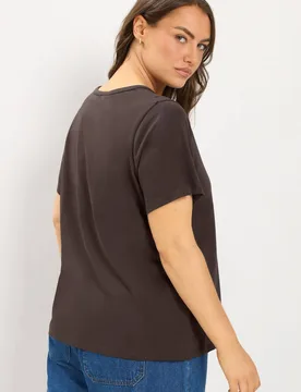 Women's Henley T-Shirt in Brown Size: 38-40 - Brown - Size: 38-40 - Yours - FashionsVida