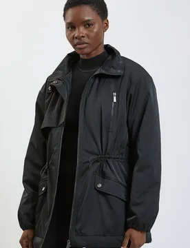 Women's Padded Cinched Trench Coat in Black Size: 6 - Black - Size: 6 - Karen millen - FashionsVida