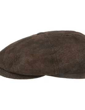 Hatteras Pigskin Leather Cap by - dark brown - Size: XXL (62-63 cm) - Stetson - FashionsVida
