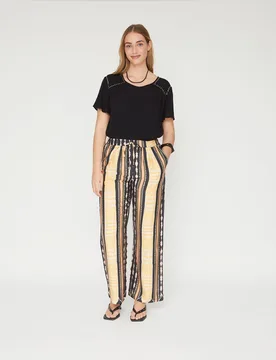 Pantalón estampado elastico en cintura - October - FashionsVida