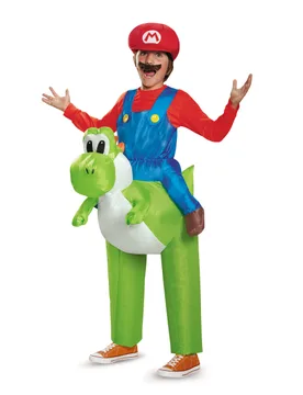 Aufblasbares Super Mario und Yoshi Huckepack Nintendo Kostüm für Kinder bunt - KARNEVAL-MEGASTORE - FashionsVida