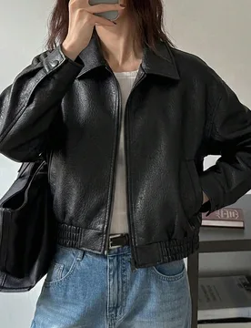 Chaqueta de cuero vintage nueva de primavera, estilo corto, ajuste regular, adecuada para el Día de San Valentín M - Shein - FashionsVida