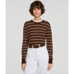 Jersey de mujer 100% lana a rayas de corte amplio