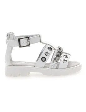 Sandali bianchi con strass e borchie silver AG1728616312 28 - Laura Biagiotti - FashionsVida