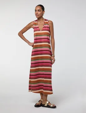 Vestido largo raya horizontal lurex - Lola Casademunt - FashionsVida