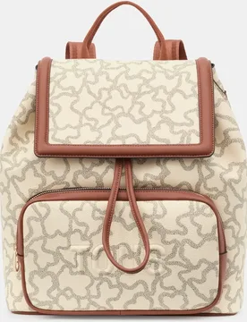 Mochila en negro estampado con solapa u botón imantado - Tous - FashionsVida