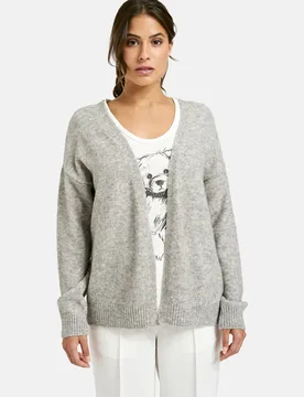 Open Cardigan with oversized shoulders and 1/1 sleeves female - XL - FashionsVida