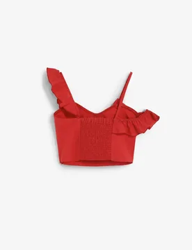 Top de mujer con volante y tirantes asimétricos - Scalpers - FashionsVida