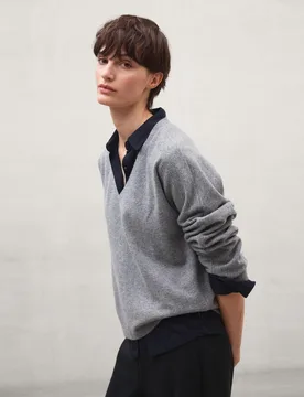 Jersey de mujer 100% lana recicla con cuello pico yebes - Ecoalf - FashionsVida