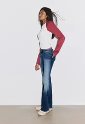 Schlagjeans mit tiefem Bund PERLGRAUER DENIM-WASHED-LOOK 40
