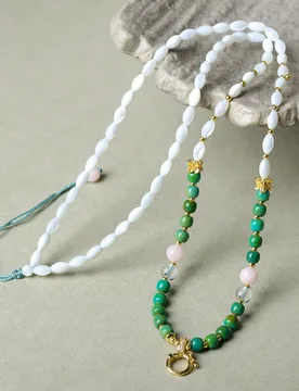 Hand-woven new Chinese blue turquoise with pearl shell rice beads universal pendant rope national style lanyard jewellery - Aliexpress - FashionsVida