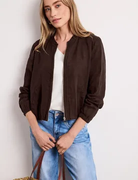 Blouson mit gerafftem Saum und Zipper female Braun - Street One - FashionsVida