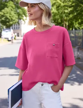 Street One T-Shirt im Silk-Look mit Brusttasche female Pink - Street One Studio - FashionsVida