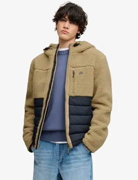 Superdry Herren Outdoor Borg-steppjacke mit Kapuze Brown - Größe: M - 129.99 - FashionsVida