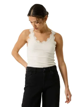 T-shirt Sans Manches Z0068 Ecru M - Garcia - FashionsVida