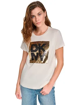 T-shirt à Manches Courtes Stacked Animal Eggnog / Champagne Beige L - DKNY - FashionsVida