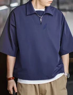 Maden Summer Men's Polo Shirt Amekaji Thin Feather Embroidery Loose Casual Short V-Neck Sleeve Tops Feather Embroidered Shirt - Aliexpress - FashionsVida