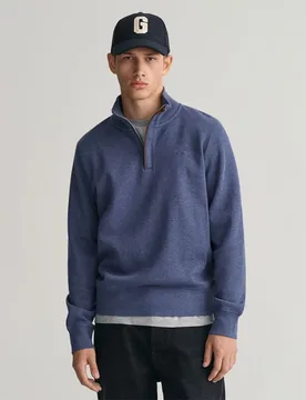 Pull à Demi-zip Sacker Rib Dark Jeansblue Melange 2XL - Gant - FashionsVida