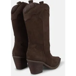 Botas cowboy de mujer en ante con tiradores laterales