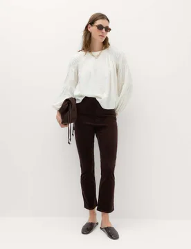Cord Flare Cropped Trousers Bitter Chocolate female - M&S - FashionsVida