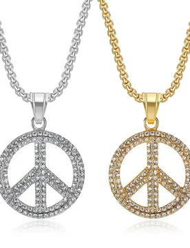 Hip Hop Iced Out Anti-war Peace Symbol Pendant Gold Silver Color Stainless Steel Zirconia Rapper Necklace for Woman Man Jewelry - Aliexpress - FashionsVida