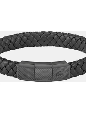 Pulsera de hombre Rokel de piel negra y acero - Lacoste - FashionsVida