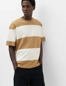 Ultimate Oversized Striped T-Shirt Butterscotch male - M&S - FashionsVida