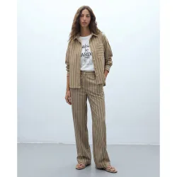 Camisa de mujer estampado rayas cuello camisero