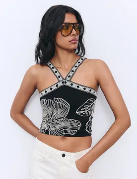 Top de mujer halter con bordado - Tintoretto - FashionsVida