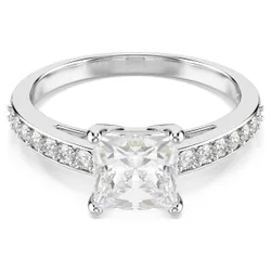 Anello Attract, Pavé, Bianco, Placcato rodio 55