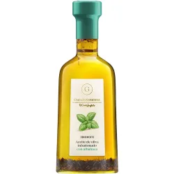 Condimento de aceite de oliva infusionado con albahaca