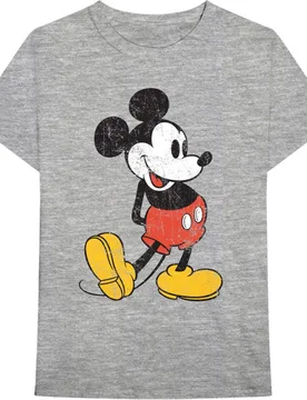 Unisex Adult Mickey Mouse Vintage Cotton T-Shirt (Grey) Material_synthetic - Size Large - Disney - FashionsVida